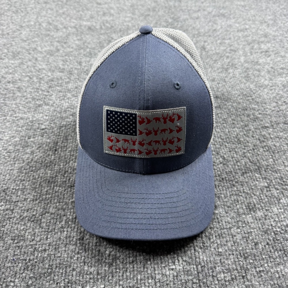 Columbia Hat Cap Snap Back Mens S Blue White‎ PHG Logo Trucker Fishing Outdoors